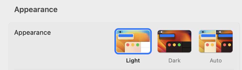 Toggle Light Dark and Auto Modes macOS Ventura
